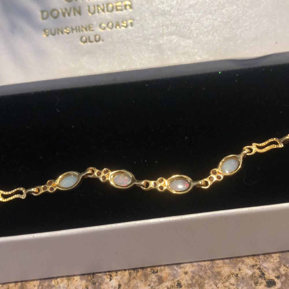 Gold or Gold Color Over Sterling Silver Opal Bracelet from Australia - Picture 14 of 17